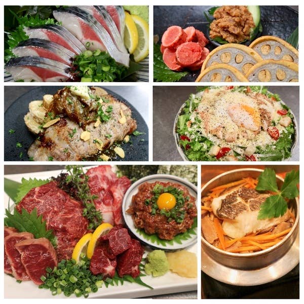 馬刺し五種盛りが食べれる◆プレミアム忘年会コース◆料理11品+2H飲み放題付き5980円(税込)*クーポン特典あり