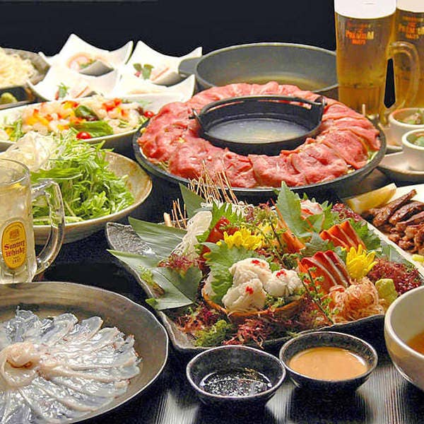 和牛カルビ・蟹・鮑・フォアグラコース プレミアム3時間飲み放付 11品 7,980円(忘年会接待)