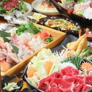贅沢を楽しむ!【牛すき焼きor海鮮鍋・鮑・牡丹海老】生付飲放題120分5500⇒5000円