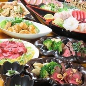 肉堪能!【牛舌しゃぶしゃぶ・鮑入り船盛・牛ロース棒寿司】生付飲放題120分5500⇒5000円