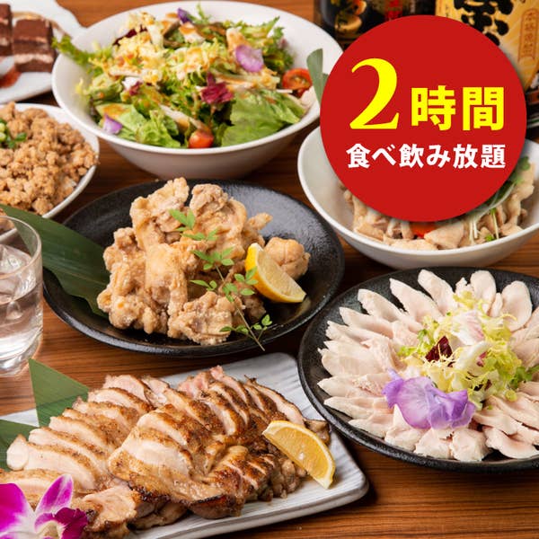 【2時間】焼き鳥&串揚げ&鶏三昧食べ飲み放題コース⇒全30品食べ放題&飲み放題3000円