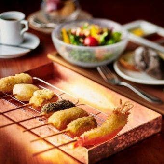 【六覺燈串カツおまかせ10本コース】全5品3800円(税別)