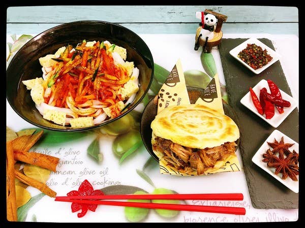 肉夾饅(ロージャーモー)+涼皮セット